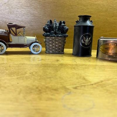 Vintage coin banks, tin, Chein, cast iron, and more