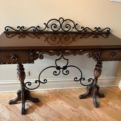 metal and wood Tuscan style console table