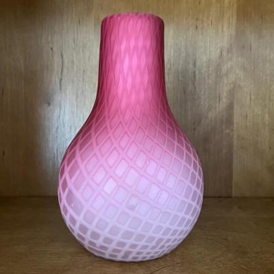 1970s pink fade glass vases