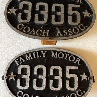 Vintage Family Motor Coach Plaques 