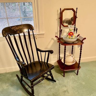 Lot 059-BR4: Washstand and Rocking Chair Vignette