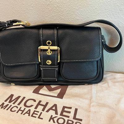MKM241- Michael Kors Black Leather Shoulder Bag