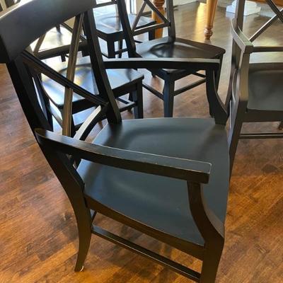 Pottery Barn Black Aaron Dining Chairs (2 arm, 4 side)