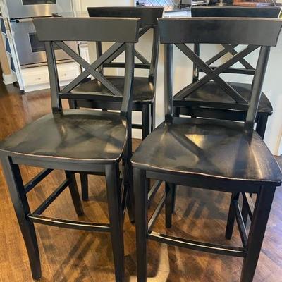 Pottery Barn Black Aaron Bar Stools (4)