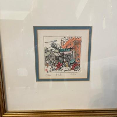 Framed Asian art work