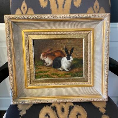 Rabbits Oil Painting