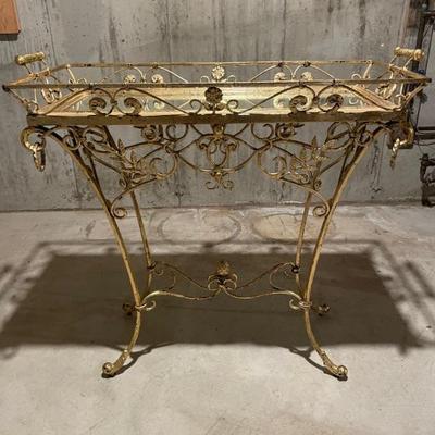 Vintage Wrought Iron Console Table in Louis XV style