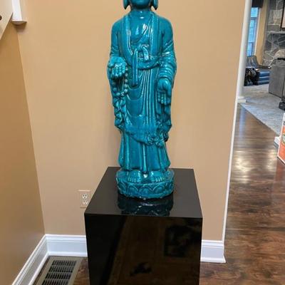 Ceramic Blue Standing Buddha Figurine