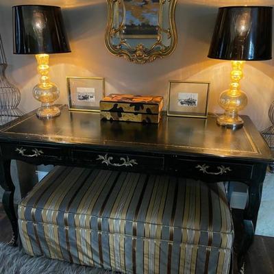 Vintage Black Writer's Desk
Striped skirted ottoman
