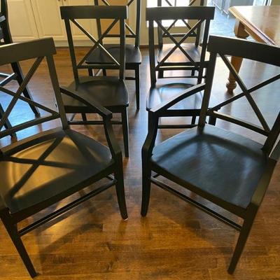 Pottery Barn Black Aaron Dining Chairs (2 arm, 4 side)