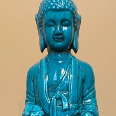 Ceramic Blue Standing Buddha Figurine