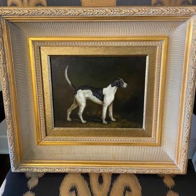 Vintage Dog Oil Painting