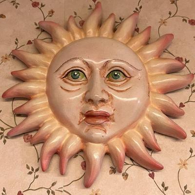 Vintage Hand-Painted Chalkware Sun Wall Hanging