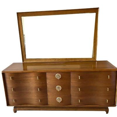 Kent Coffey "The Penthouse" 1959 Walnut Dresser With Mirror