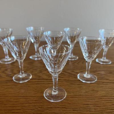 Set Of Eight Cut Crystal Cordial Glasses