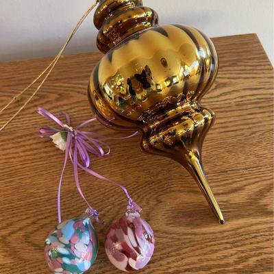 Trio Of Blown Glass Ornaments