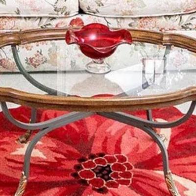 Glass topped side tables, coffee and end table available.