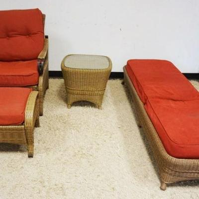 1246	MARTHA STEWART WOVEN 4 PC PATIO SET, INCLUDING RECLINING LOUNGE, CHAIR & OTTOMAN AND CHAIR SIDE TABLE
