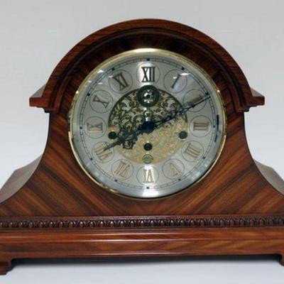 1006	ROSEWOOD MANTLE CLOCK AMERICAN HERITAGE W/WESTMINSTER CHIMES, APPROXIMATELY 6 IN X 18 IN X 12 IN HIGH
