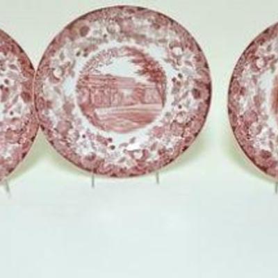 1002	WEDGWOOD ENGLAND GROUP OF 5 ASSORTED HARVARD UNIVERSITY PLATES, 1932, APPROXIMATELY 9 IN
