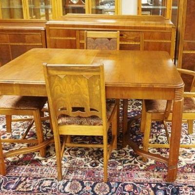 1242	WATERFALL DINING ROOM SET, CONSISTING OF CHINA CLOSET, TABLE, SIDEBOARD, SERVER AND 4 CHAIRS
