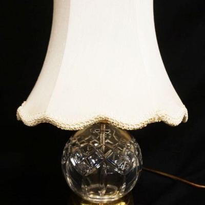 1017	WATERFORD TABLE LAMP ON BRASS BASE, APPROXIMATELY 17 IN HIGH
