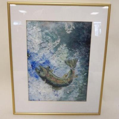 1129	FRAMED PAINTING OF TROUT 3 DIMENSIONAL SIGNED, APPOXIMATELY 15 IN X 20 1/4 IN
