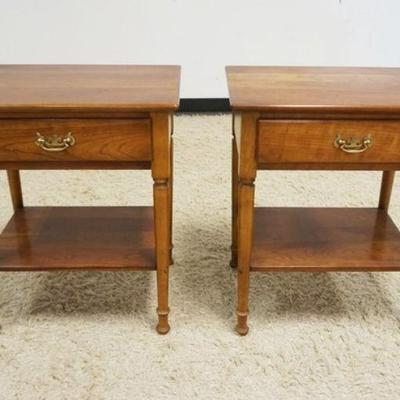 1226	STICKLEY SOLID CHERRY *EARLY AMERICAN* PAIR OF 1 DRAWER NIGHT STANDS, APPROXIMATELY 22 IN X 16 IN X26 IN HIGH
