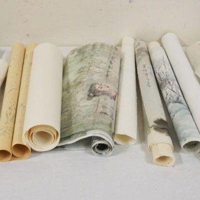 1132	LARGE LOT OF ASIAN WATERCOLORS, CHERRY BLOSSOMS, BIRDS, ETC
