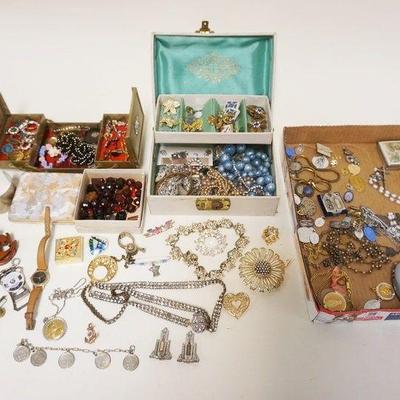 1063	GROUP OF COSTUME JEWELRY INCLUDING CROSSES & STERLING
