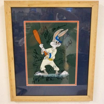 1207	BASEBALL BUGS BUNNY SIGNED BY 1996 NEW YORK YANKEES WORLD SERIES CHAMPIONS, APPROXIMATELY 19 IN X 22 IN. #4/100
