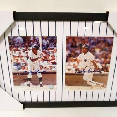 1205	SIGNED MICKEY RIVERS & WILLIE RANDOLPH PHOTOS FRAMED, APPROXIMATELY 17 IN X 24 IN, NO COA
