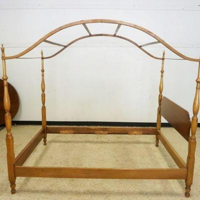 1227	STICKLEY SOLID CHERRY *EARLY AMERICAN* 4 POSTER CANOPY FULL SIZE BED, APPROXIMATELY 75 IN H
