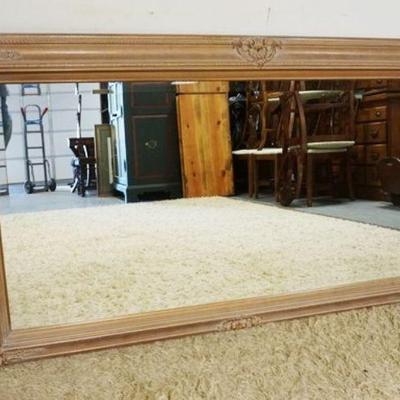 1218	BEVELED EDGED HANGING MIRROR IN ORNATE FRAME, APPROXIMATELY 32 IN X 55 IN
