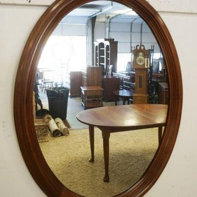 1225	STICKLEY SOLID CHERRY *EARLY AMERICAN* OVAL MIRROR, APPROXIMATELY 26 IN X 34 IN
