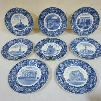 1100	LOT OF 11 WEDGWOOD ENGLAND PLATES DEPICTING VARIOUS SCENES FROM NEWARK CIRCA 1920 PLATES, APPROXIMATELY 10 1/4 IN
