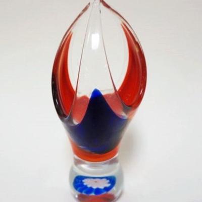 1032	MURANO ART GLASS SCULPTURE PAPERWEIGHT, APROXIMATELY 7 IN
