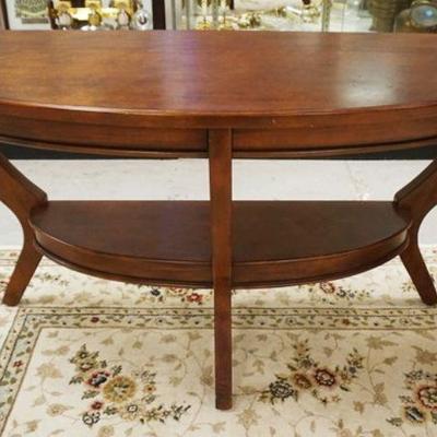 1245	MAHOGANY DEMILUNE TABLE, APPROXIMATELY 52 IN X 18 IN X 29 IN H
