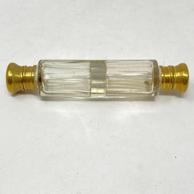 Double Ended Victorian Scent Bottle in Faceted Clear Glass c.1900s