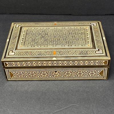 Moroccan Moorish Middle Eastern Inlay Micro Mosaic Jewelry Box