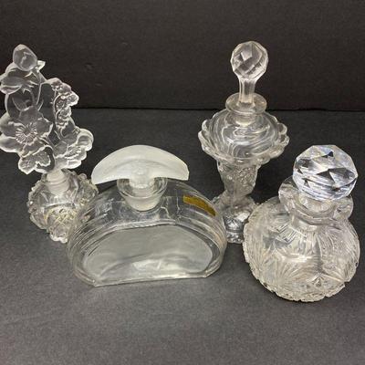 Pretty Lot of 4 Crystal Glass Perfume Bottles- Dogwood Dauber - Melba- Irice-