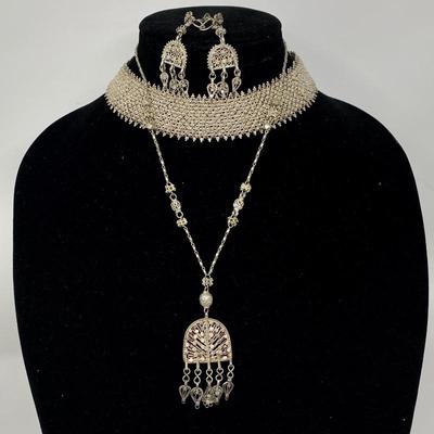  Sterling Silver Intricate Lace Style Choker 