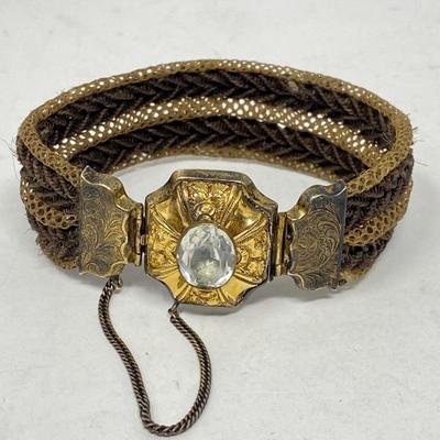 Victorian Hairwork bracelet w/ 14k Accents 