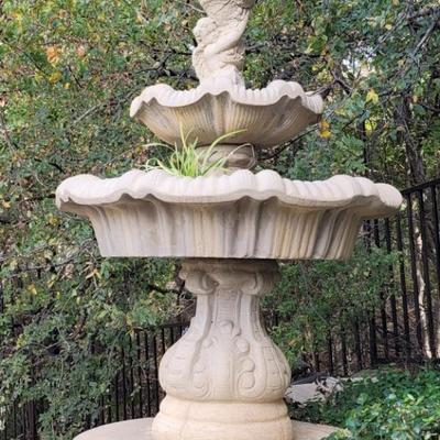 3-Tier Cherub Garden Fountain, 5ft Tall- as is