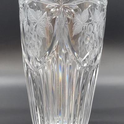 Cut & Etched Crystal 8 Â½ in Flower Vase