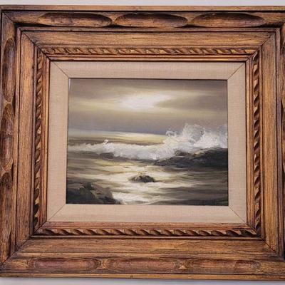 Seascape Signed Oil Painting in Thick Frame