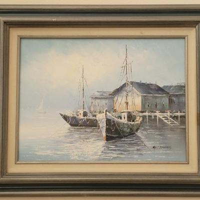 Framed Seascape Oil Painting is 18x22in, Signed