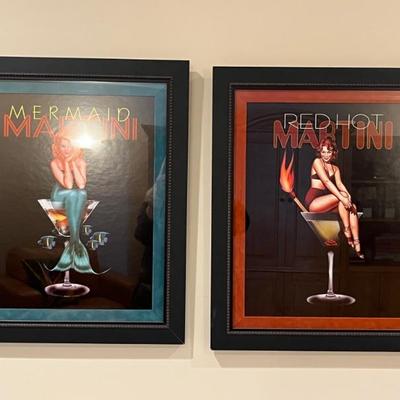 fun framed martini posters, mermaid