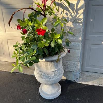 concrete garden urns, pair