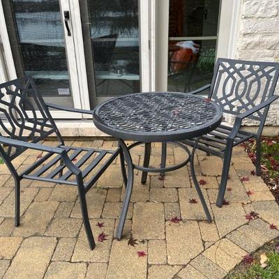 patio bistro set, black metal